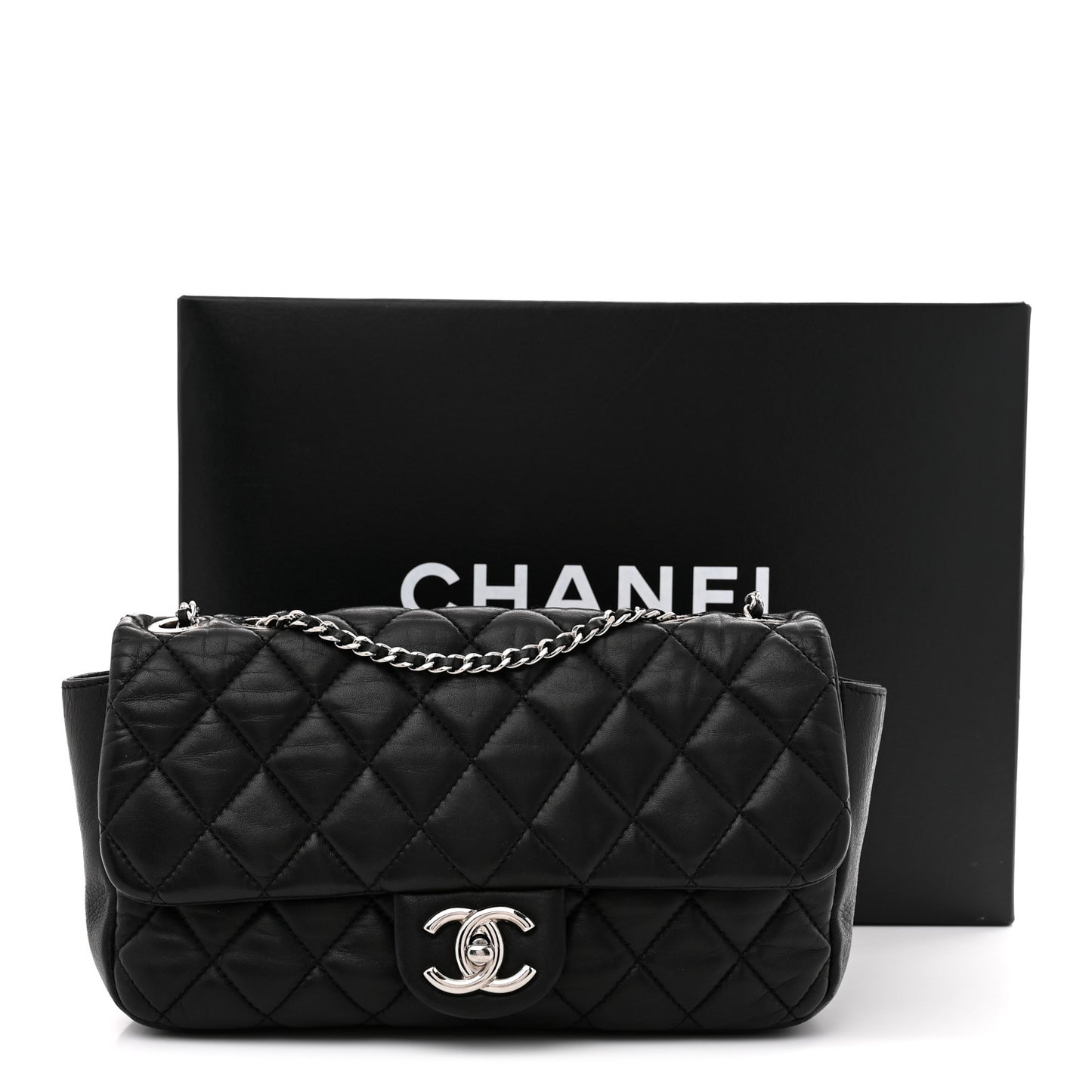 Lambskin Quilted Medium Coco Rain Flap Black