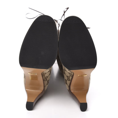 Gucci Monogram Lisa Mid Heel Boots 37 Beige Ebony 5 of 6