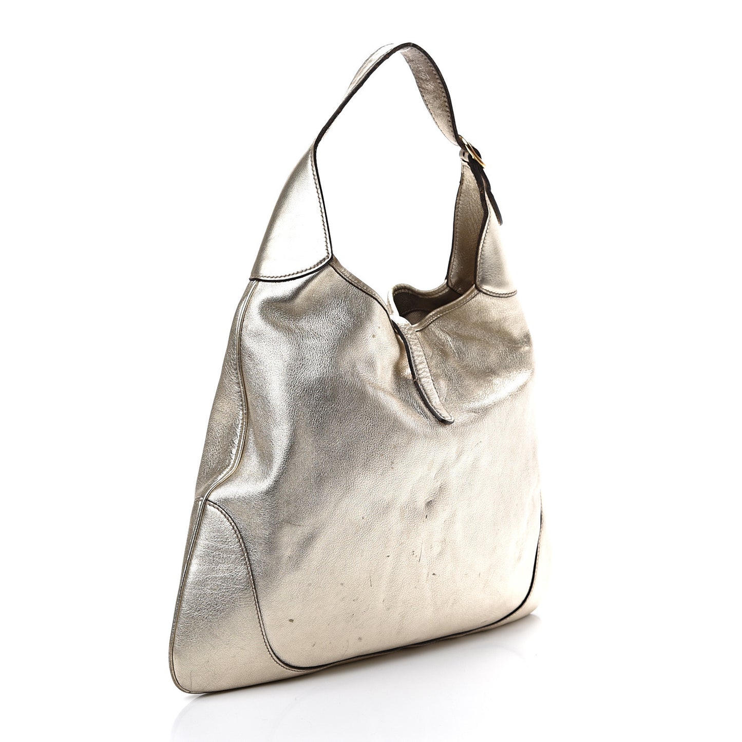Metallic Calfskin Web Large Jackie O Bouvier Hobo Gold