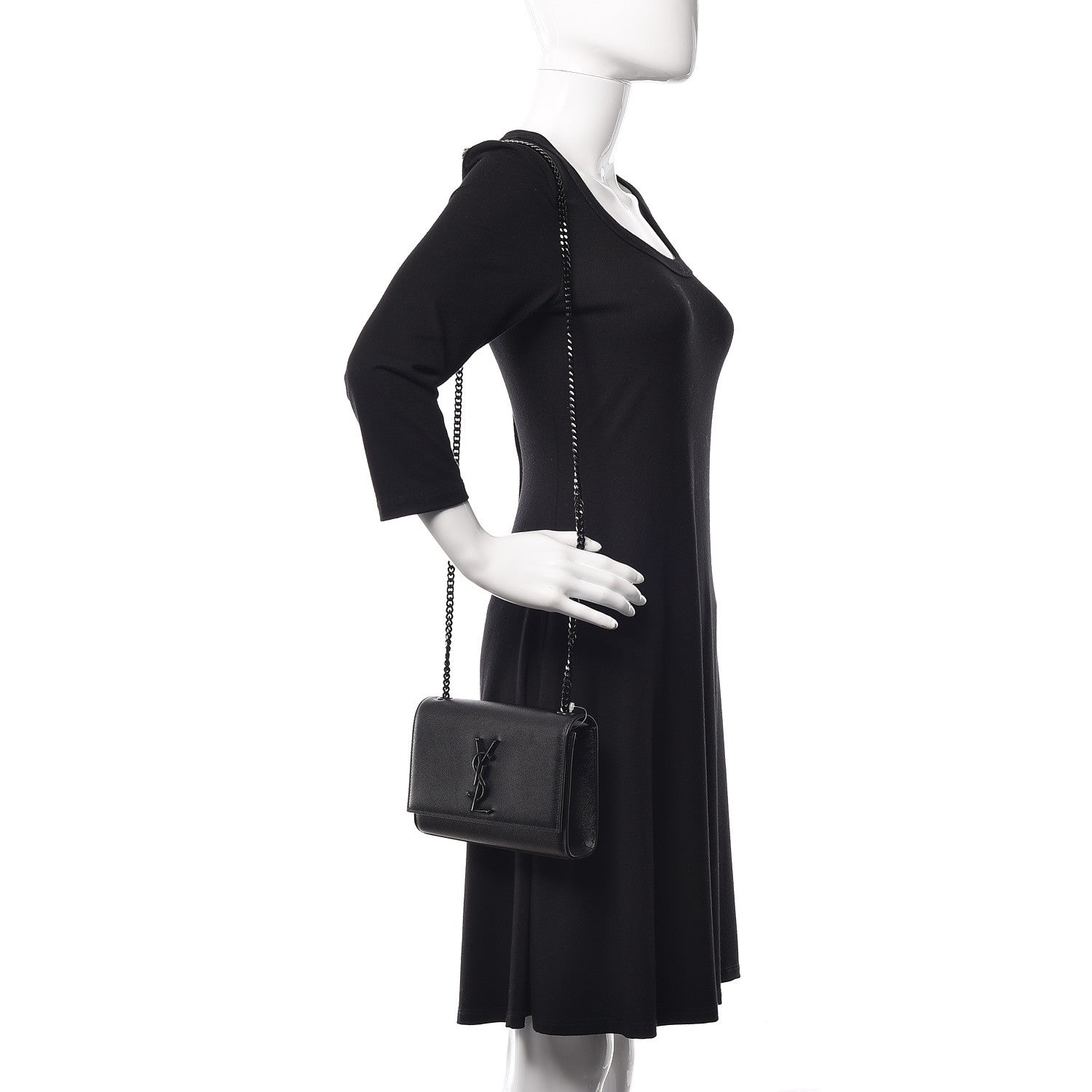 Saint Laurent Grain De Poudre Small Monogram Kate Satchel Black 2 of 9