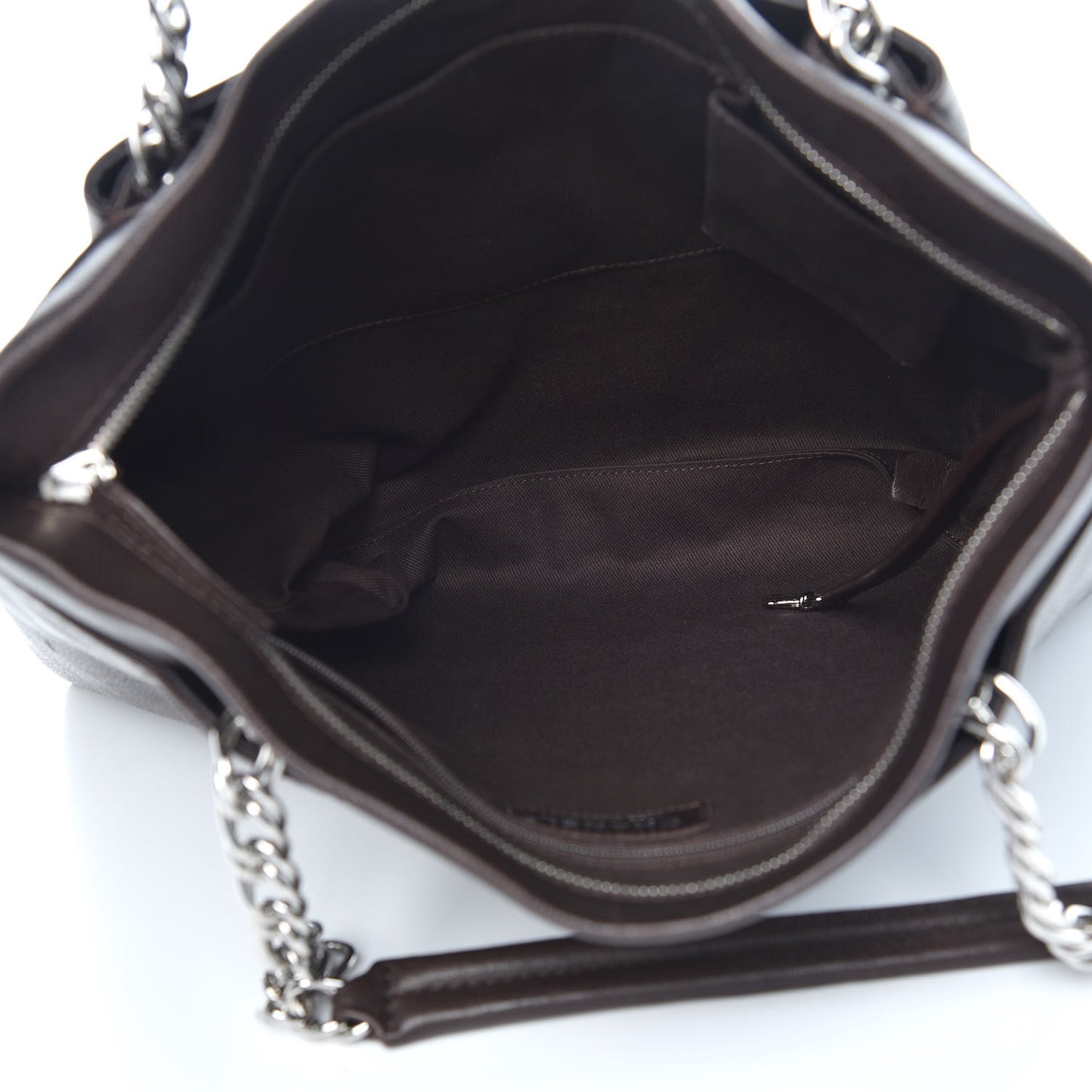 Caviar Large CC Tuck Tote Dark Brown