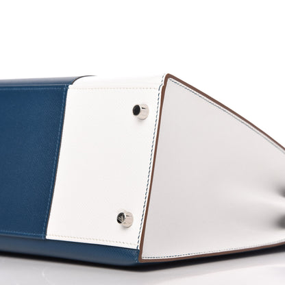 Hermes Epsom Kelly Flag Sellier 35 Bleu Thalassa White 7 of 10