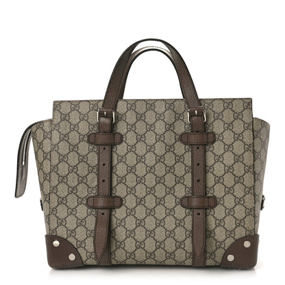 Gucci GG Supreme Monogram Textured Dollar Calfskin Small Detail Tote Beige Ebony New Acero 1 of 15