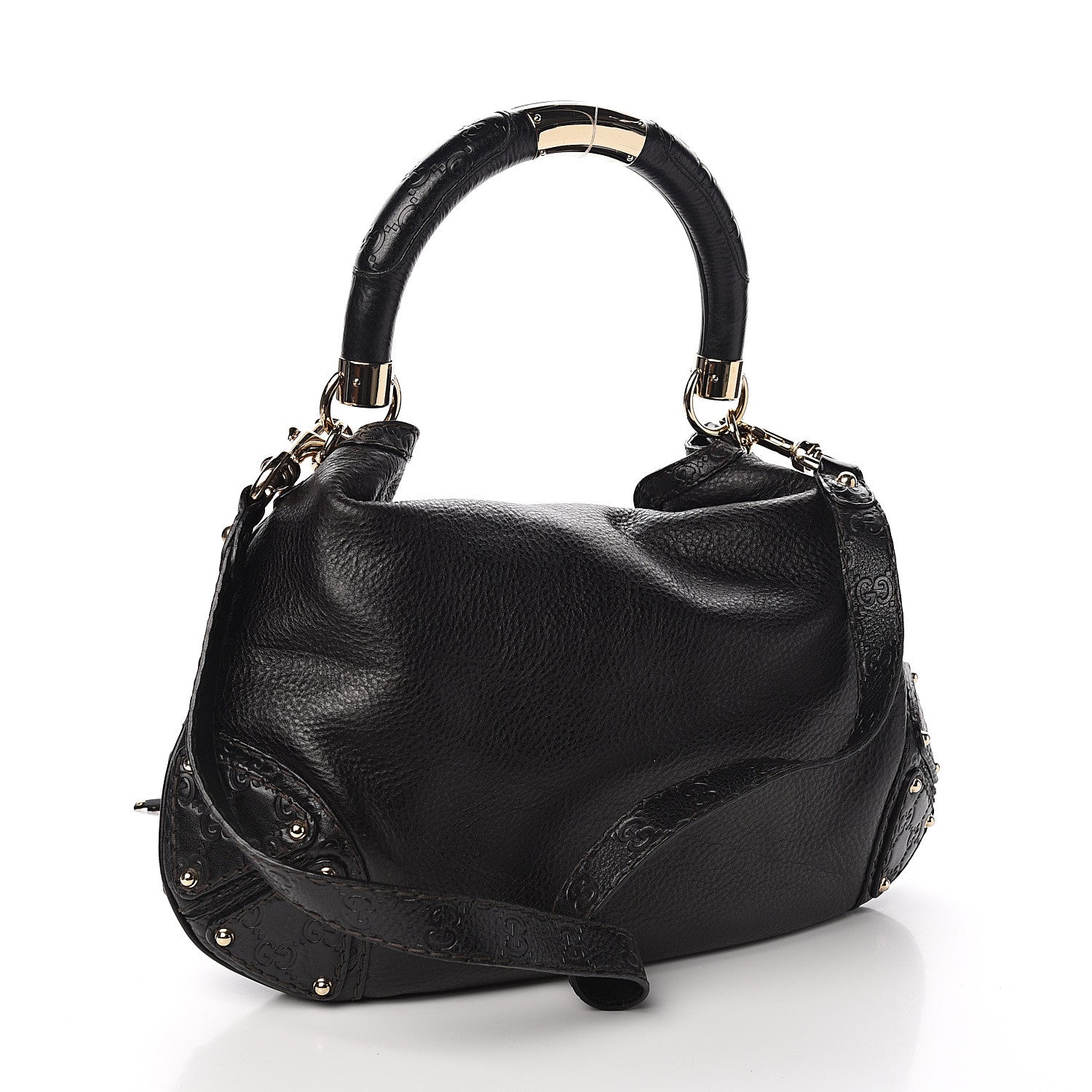 Gucci Calfskin Medium Indy Top Handle Hobo Black 2 of 9