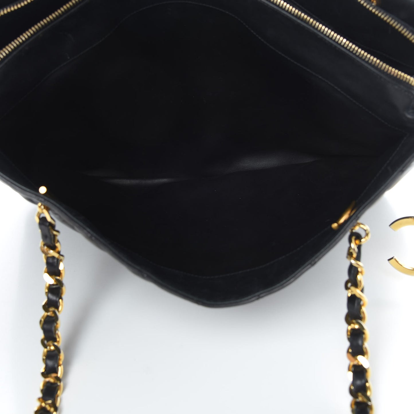 Lambskin Quilted Shopping Tote Black