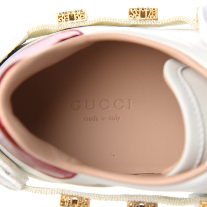 Gucci Calfskin Removable Crystals Bee Embroidered Ace Platform Sneakers 37 White 7 of 9