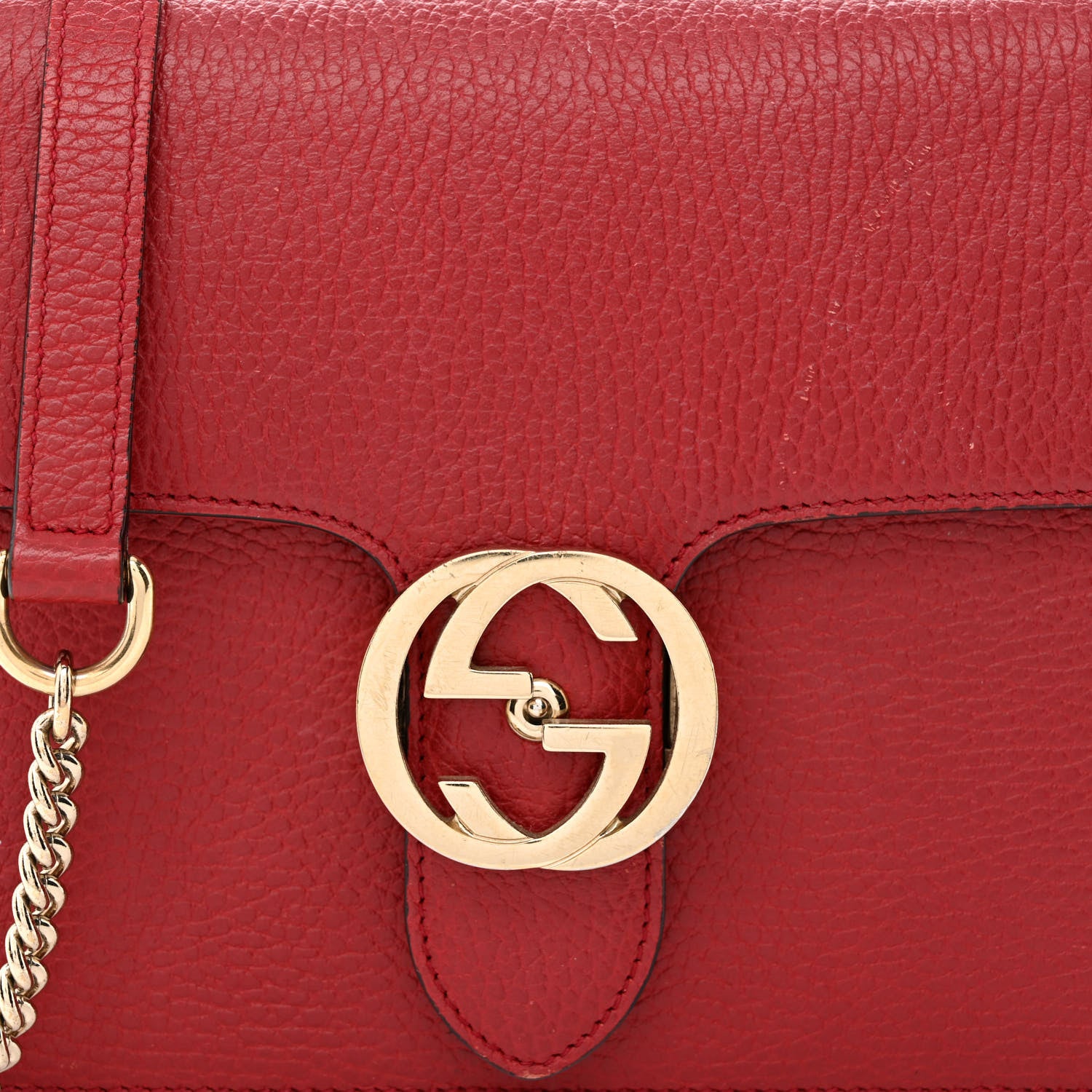 Gucci Dollar Calfskin Small Interlocking G Shoulder Bag Red 8 of 13