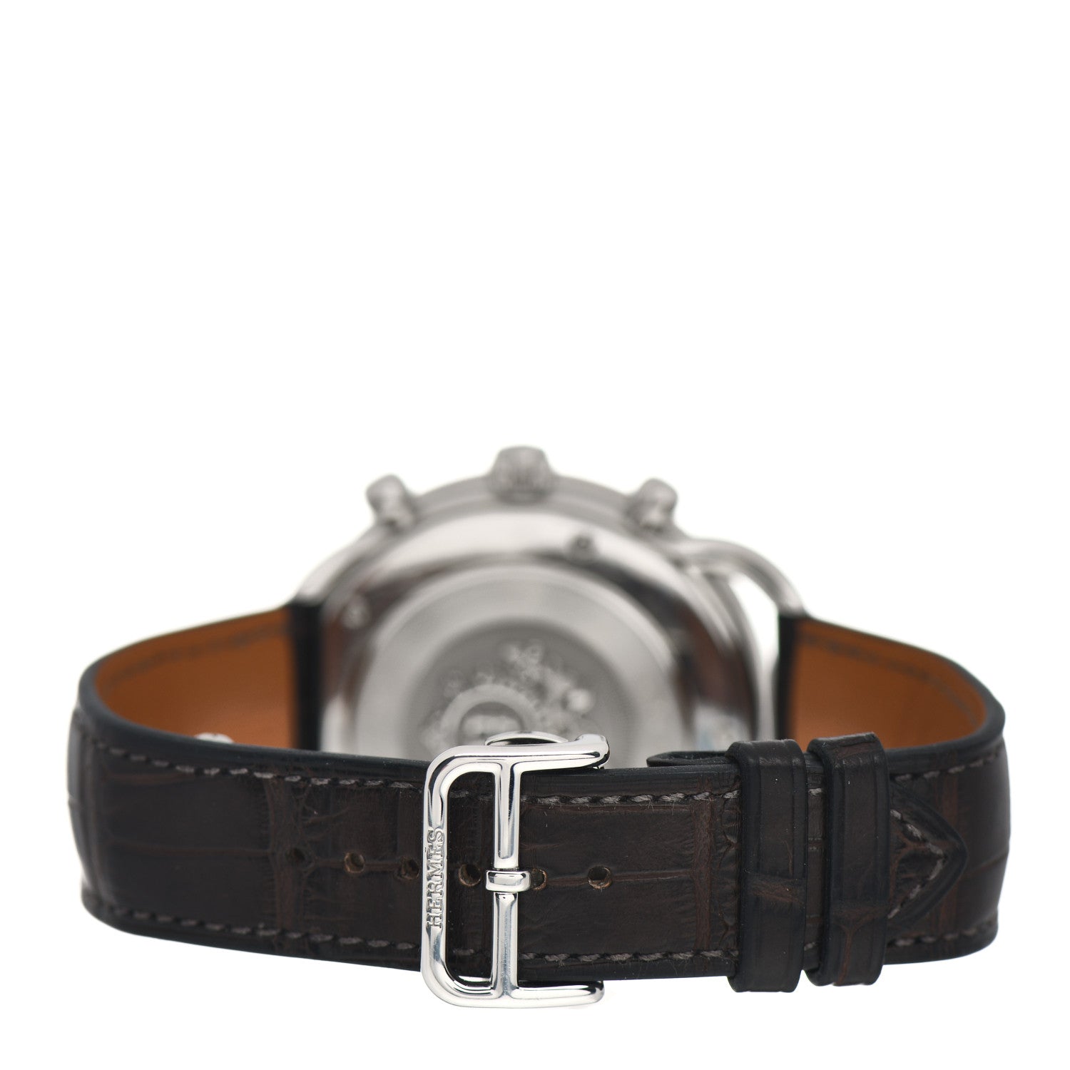 Hermes Stainless Steel Alligator 43mm Arceau Chronograph Automatic Watch Havane 3 of 5