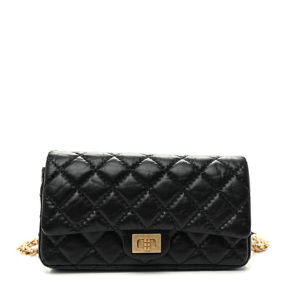 Chanel Aged Calfskin Quilted 2.55 Reissue Flap Belt Bag Clutch Black 1 of 10