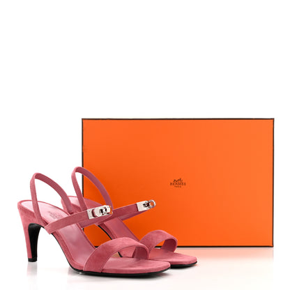 Hermes Suede Goatskin Glamour 75 Sandals 39 Rose Aphrodite 9 of 9