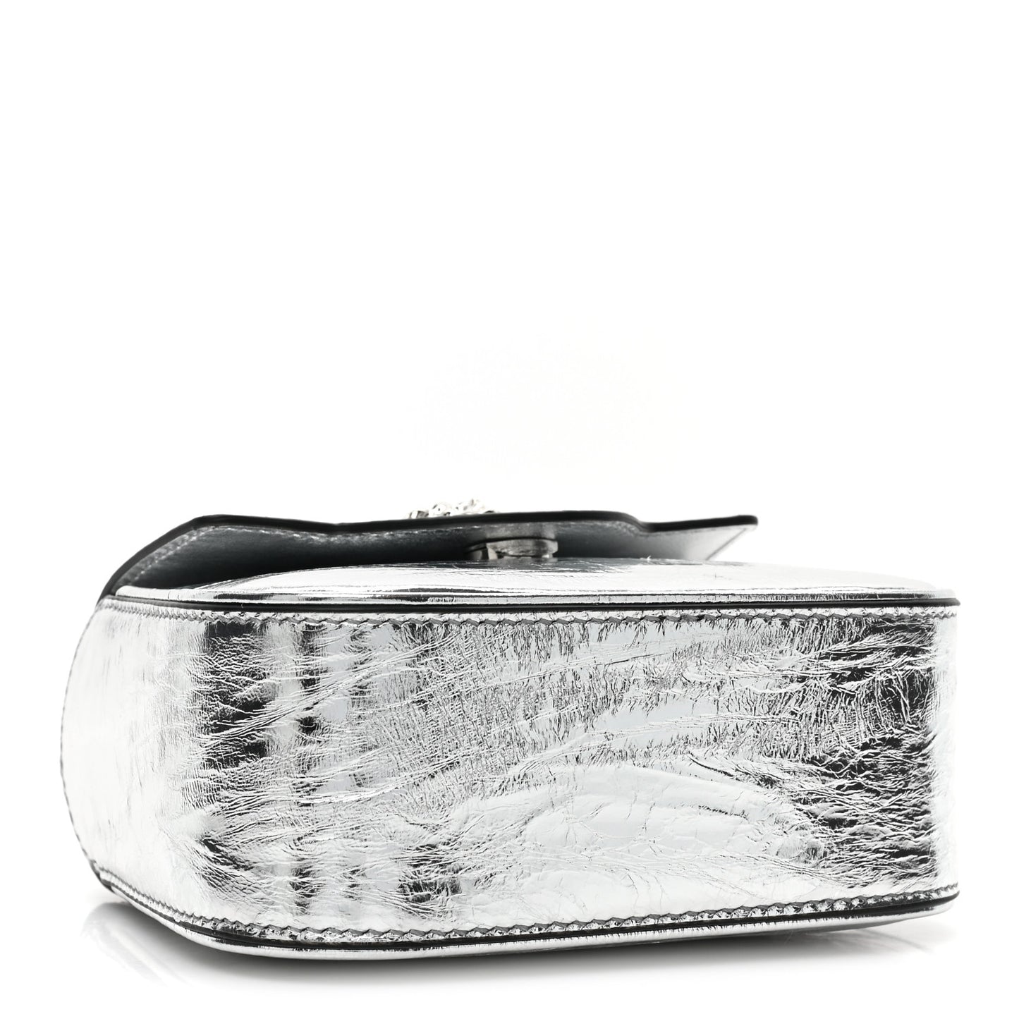 Metallic Crackled Lambskin Mini La Medusa Silver
