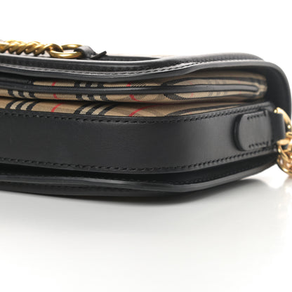 Burberry Smooth Calfskin 1983 Knight Check Link Shoulder Bag Black 10 of 15