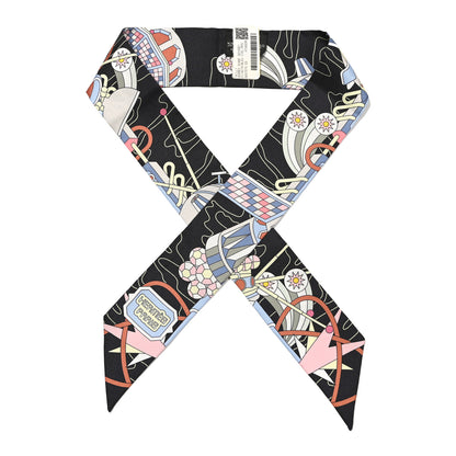 Hermes Silk Odyssey Twilly Black Bleu Ciel Rose 1 of 4