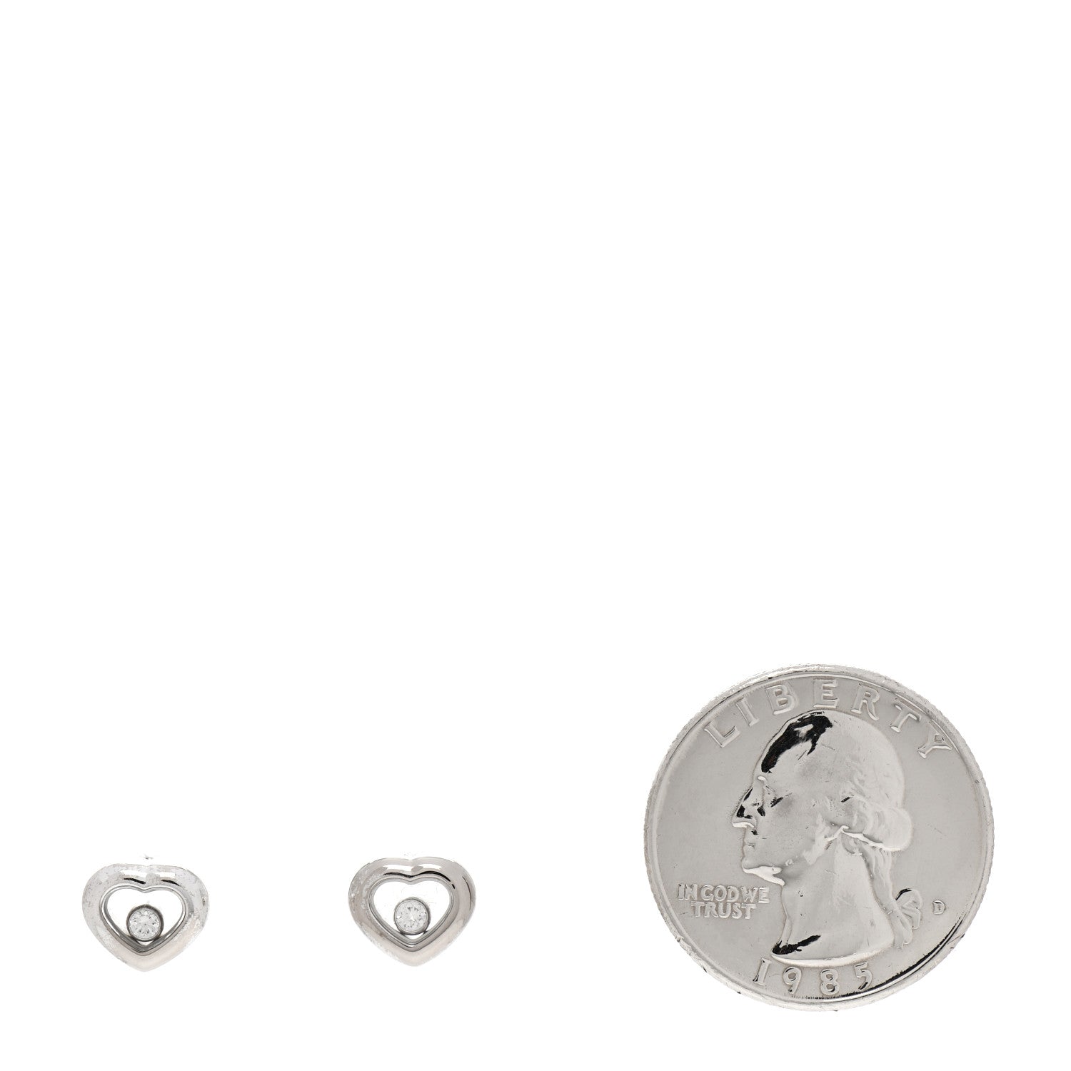 Chopard 18K White Gold Happy Diamonds Icons Heart Earrings 2 of 7