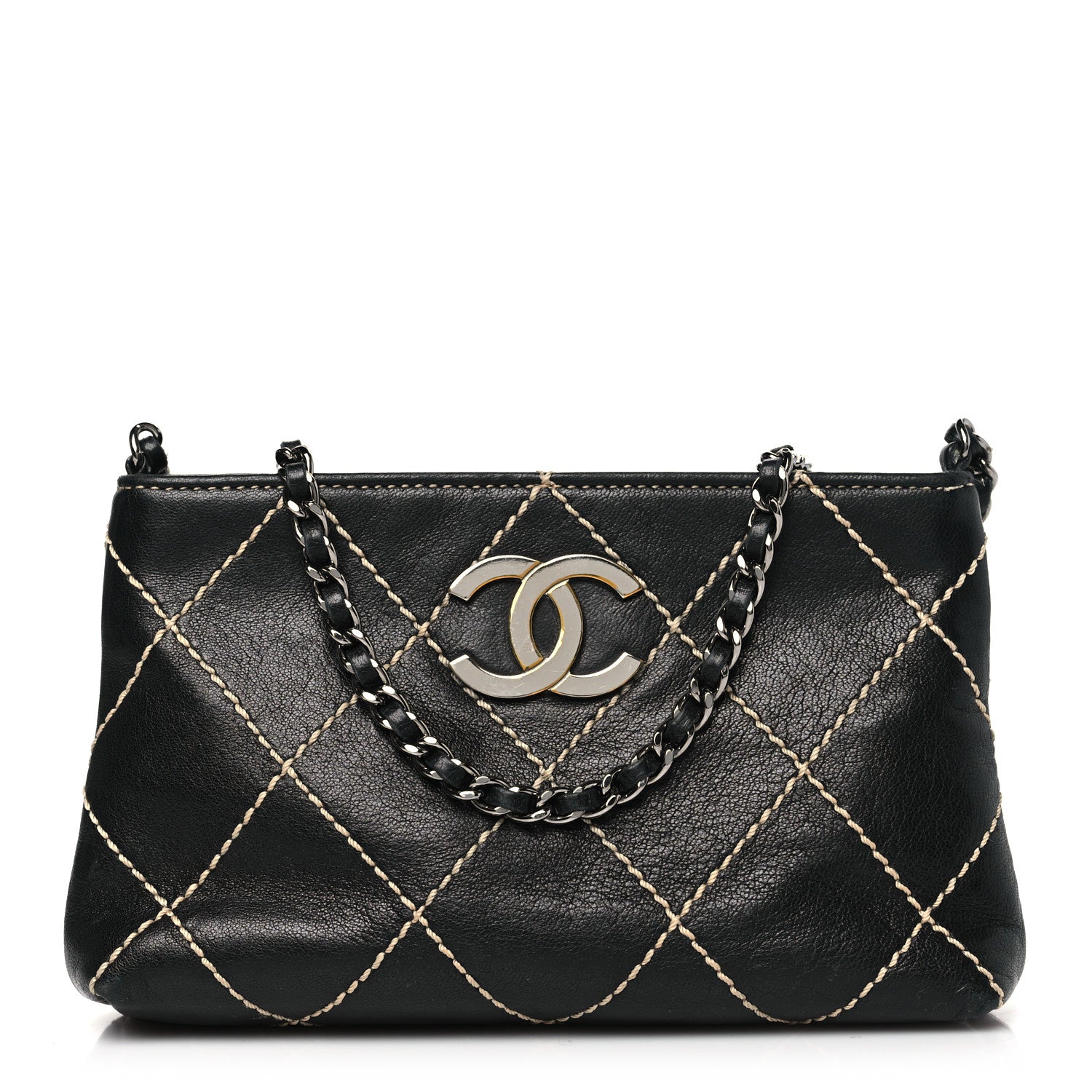 Chanel Lambskin Surpique Stitch Pochette Black 1 of 11