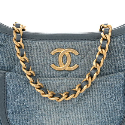 Chanel Washed Denim Quilted Hobo Blue 8 of 12