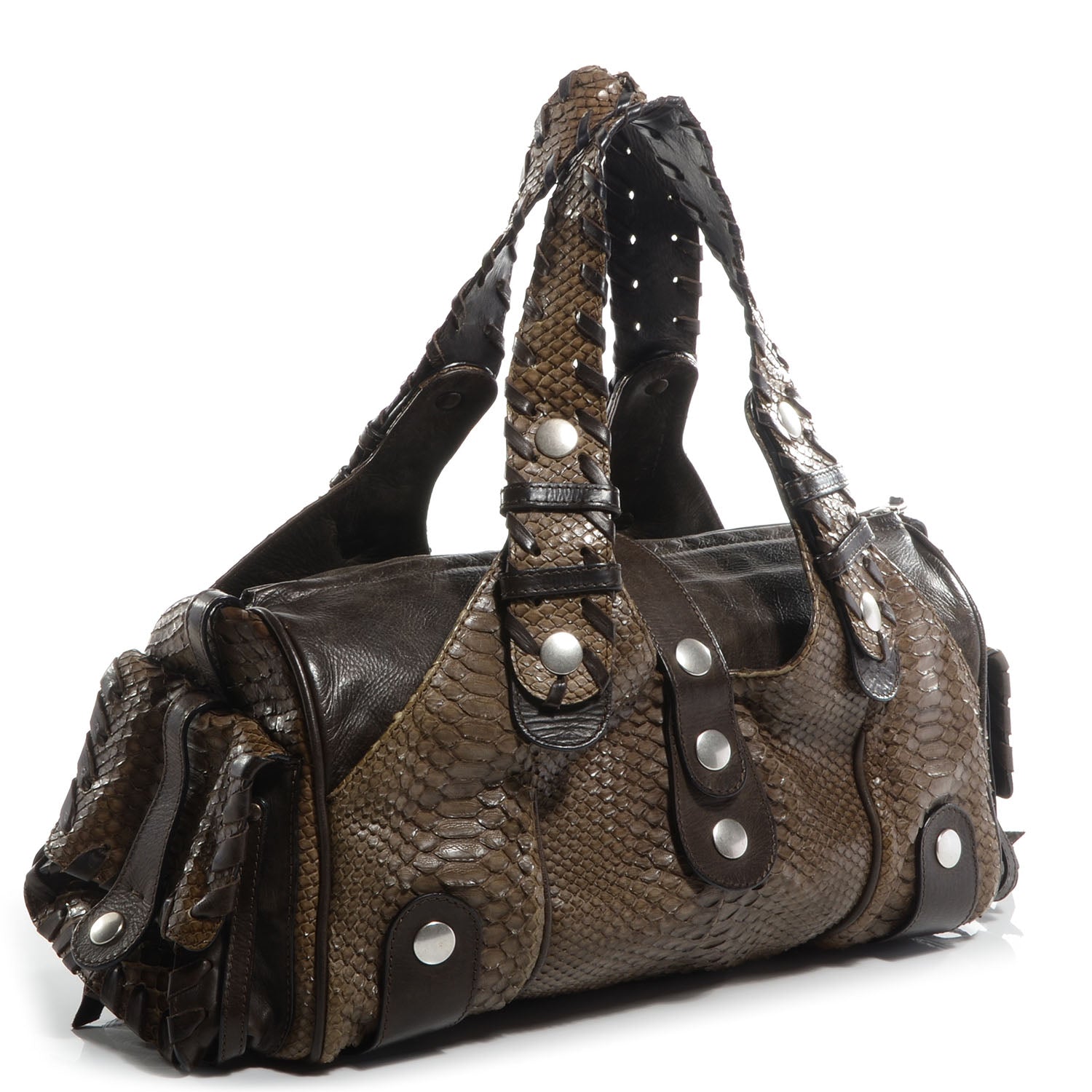 Chloe Python Silverado Shoulder Bag Dark Brown 3 of 11