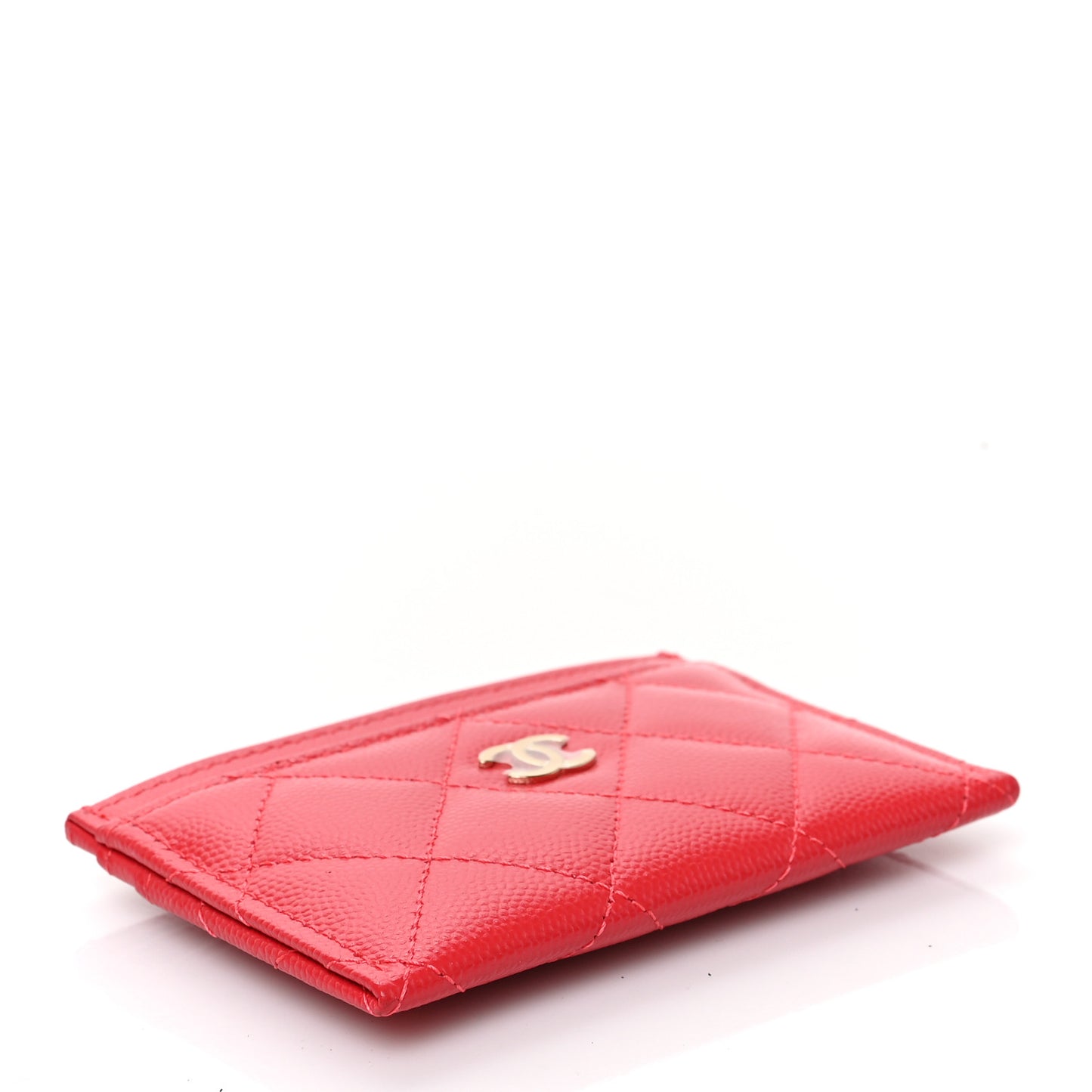 Caviar Quilted Card Holder Red