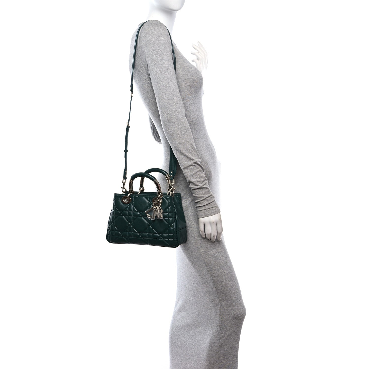 Christian Dior Calfskin Cannage Small The Lady 95.22 Dark Green 3 of 9
