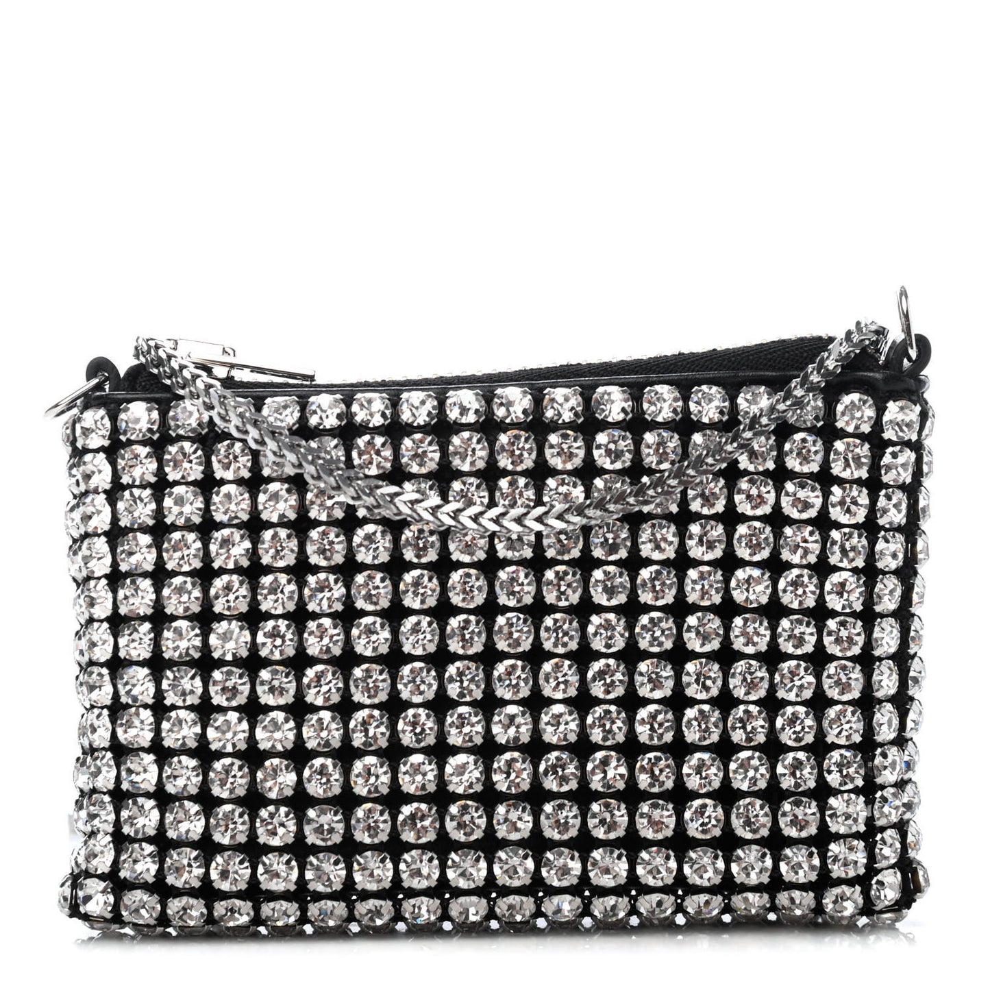 Mesh Crystal Rhinestone Nano Heiress Shoulder Bag Black Silver