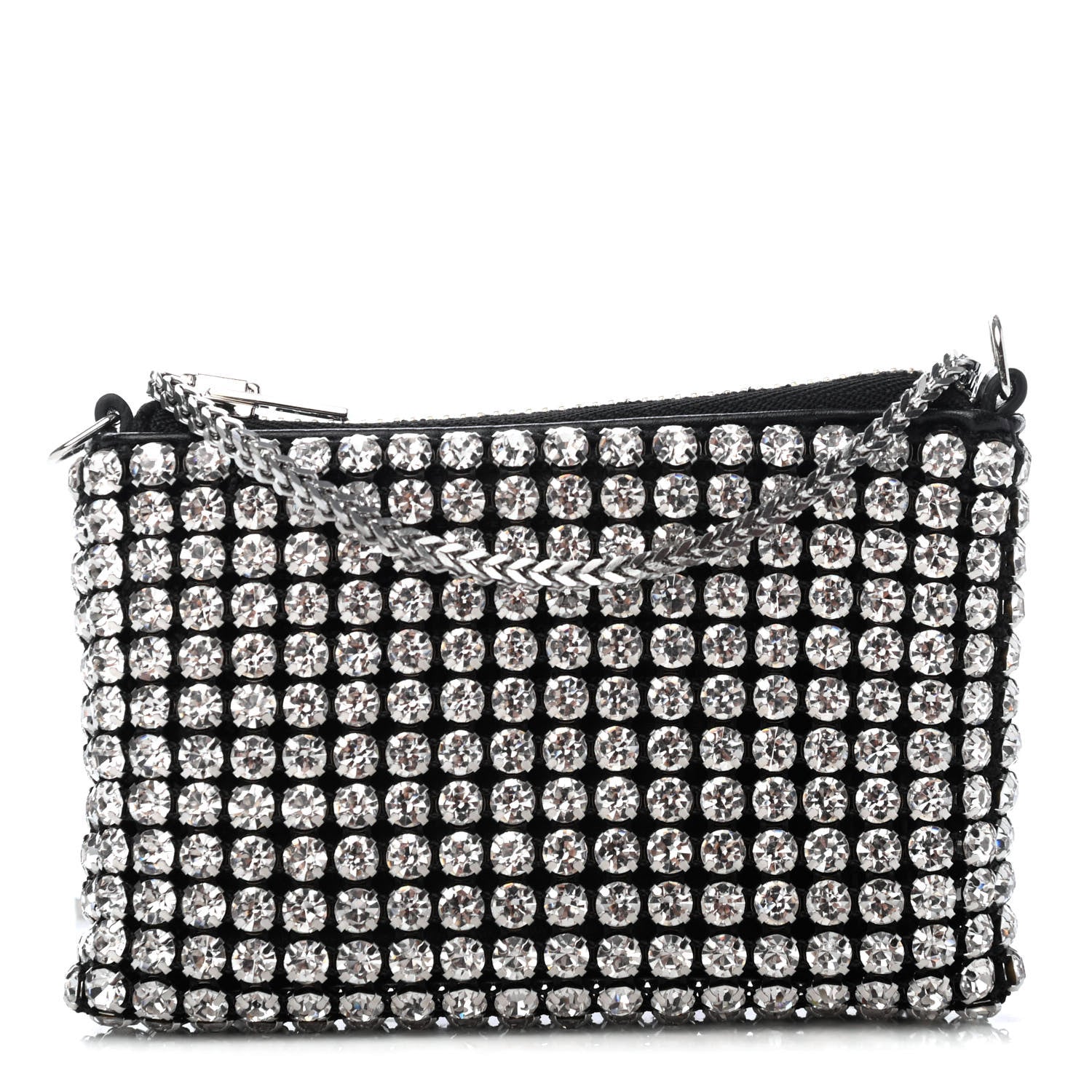 Alexander Wang Mesh Crystal Rhinestone Nano Heiress Shoulder Bag Black Silver 1 of 4