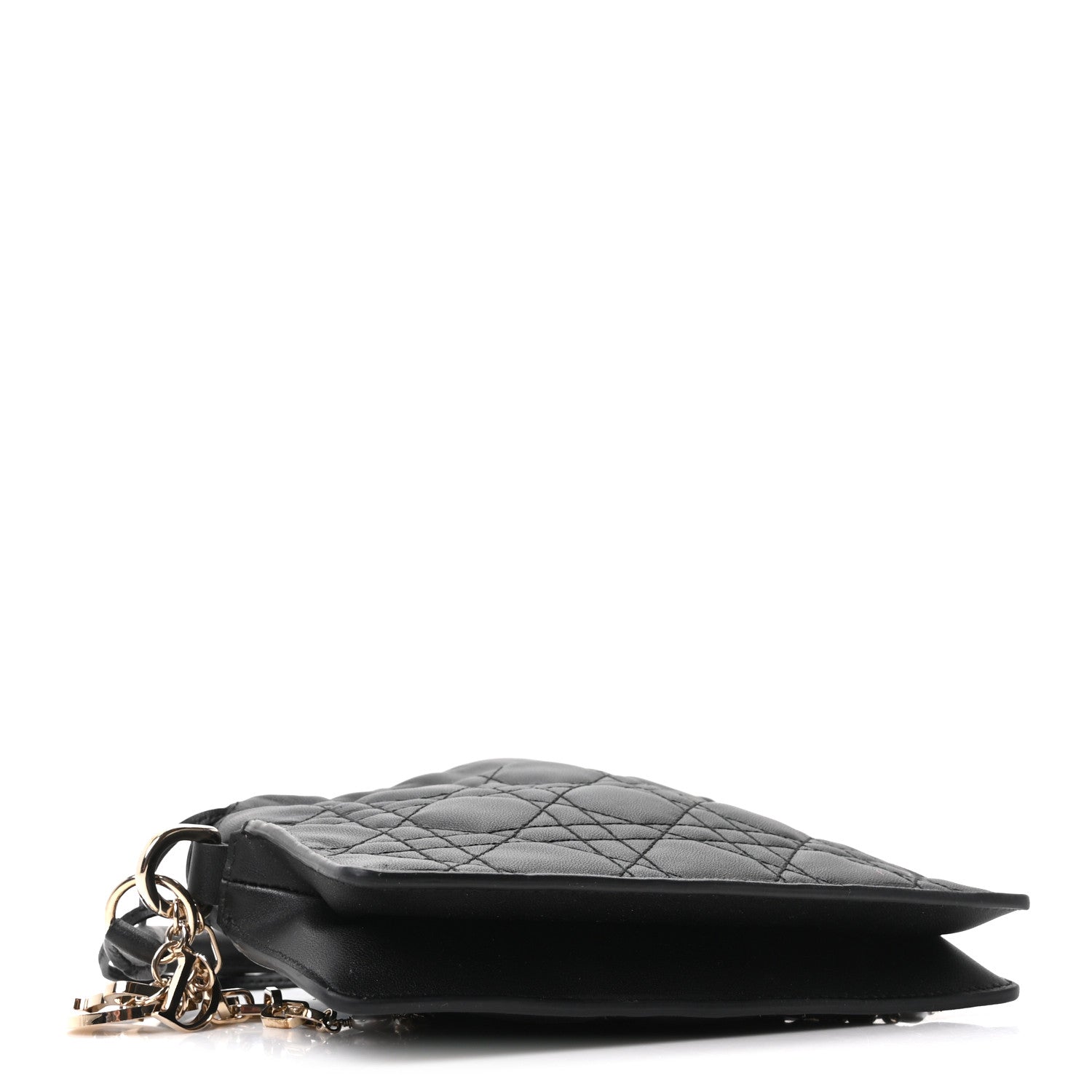 Christian Dior Lambskin Cannage Mini Top Handle Drawstring Bag Black 4 of 9