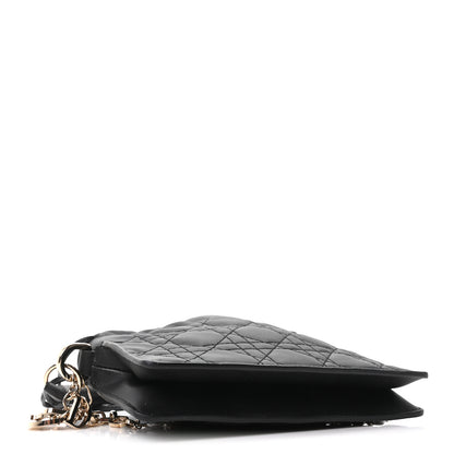 Christian Dior Lambskin Cannage Mini Top Handle Drawstring Bag Black 4 of 9