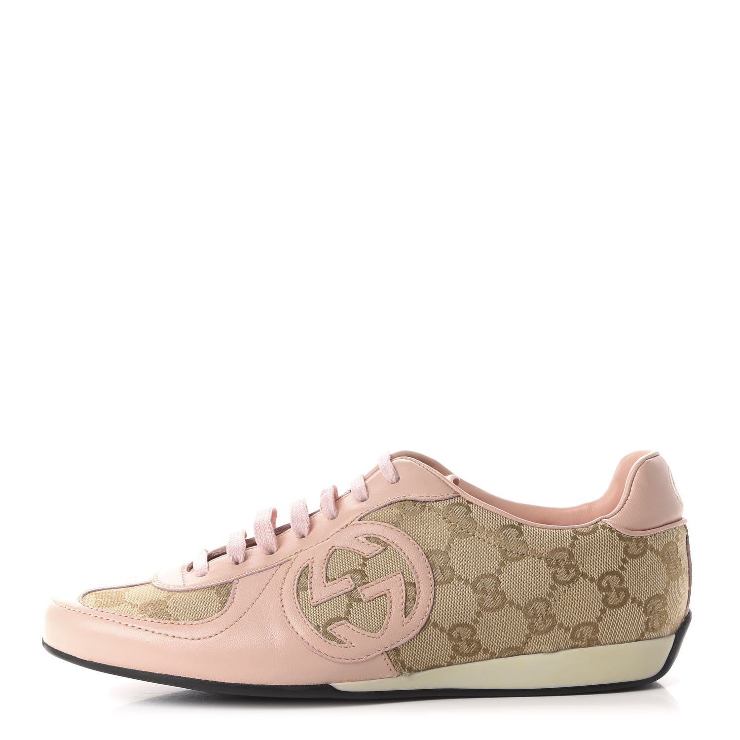 Gucci Monogram Nappa Interlocking G Sneakers 37 New Sand Rose Dragea 1 of 10