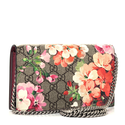 Gucci GG Supreme Monogram Blooms Chain Wallet Beige Multicolor Dry Rose 3 of 11