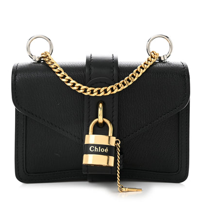 Chloe Shiny Goatskin Calfskin Mini Aby Chain Shoulder Bag Black 1 of 10