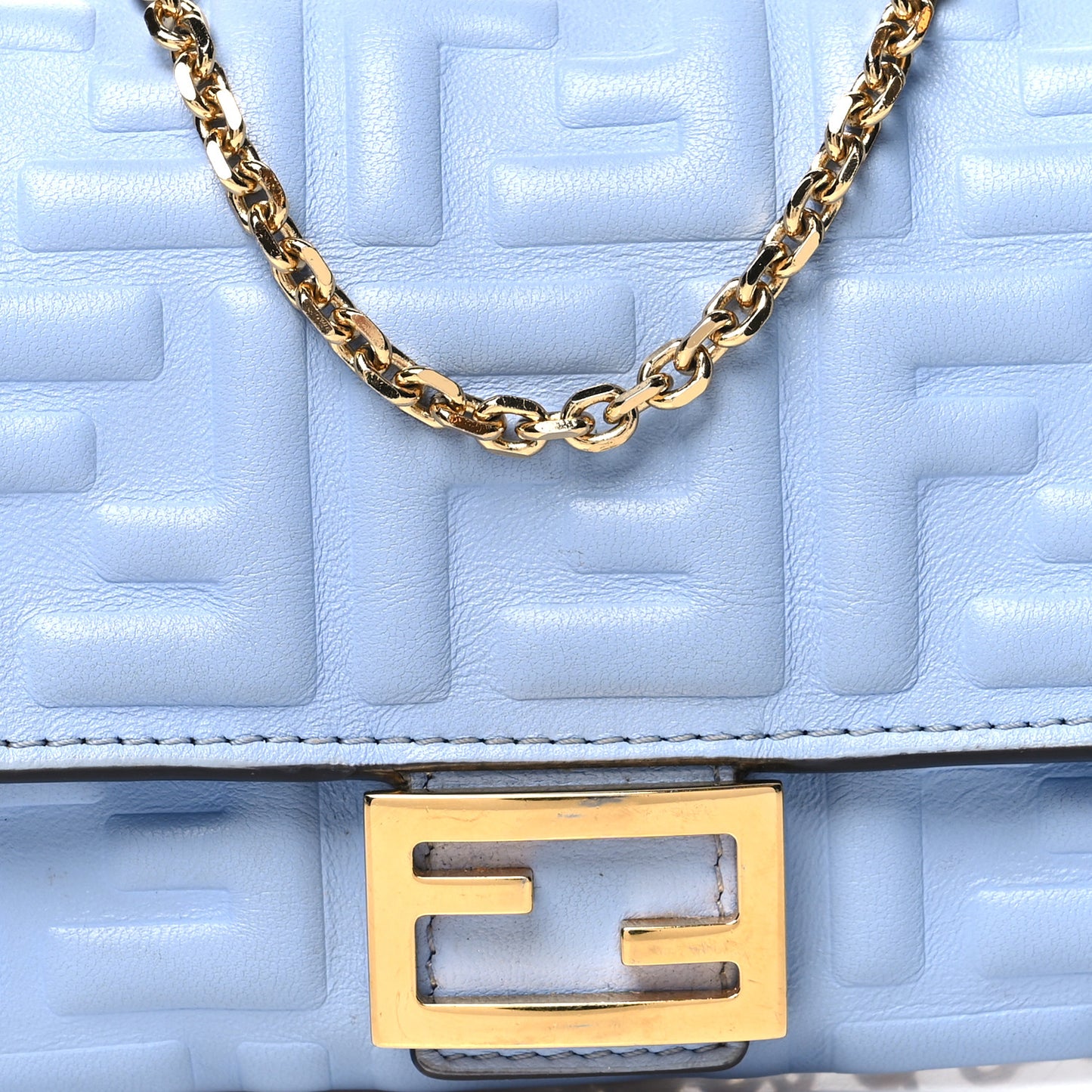 Nappa Matisse FF Embossed Continental Wallet on Chain Placid Blue