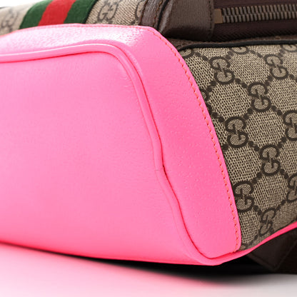 Gucci GG Supreme Monogram Textured Dollar Calfskin Web Small Ophidia Day Backpack Beige Ebony Fluorescent Fuchsia 10 of 10