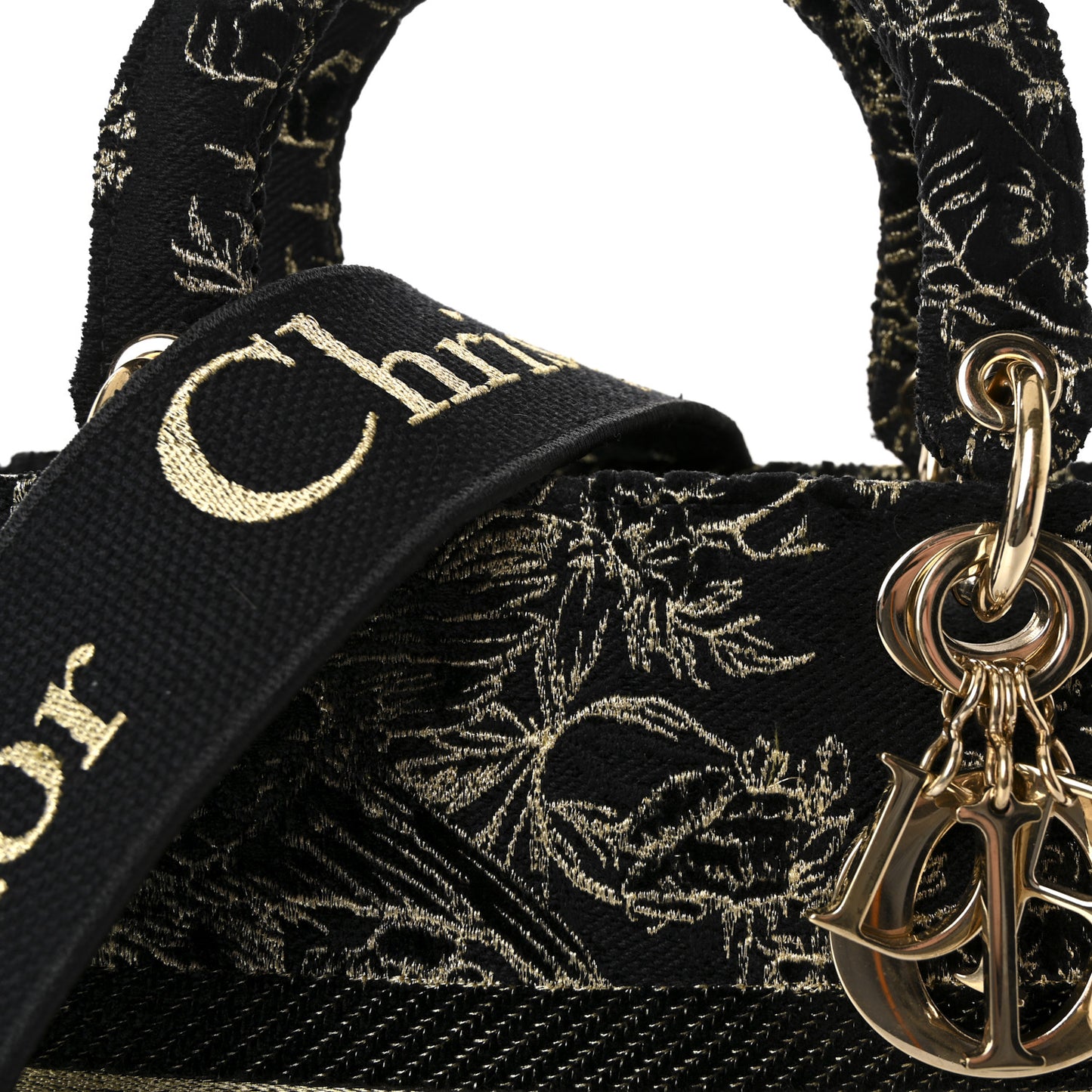 Toile de Jouy Embroidered Medium Lady D-Lite Black