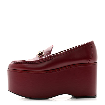 Gucci Ancora Calfskin Womens Horsebit Platform Loafers 37 Rosso 1 of 13