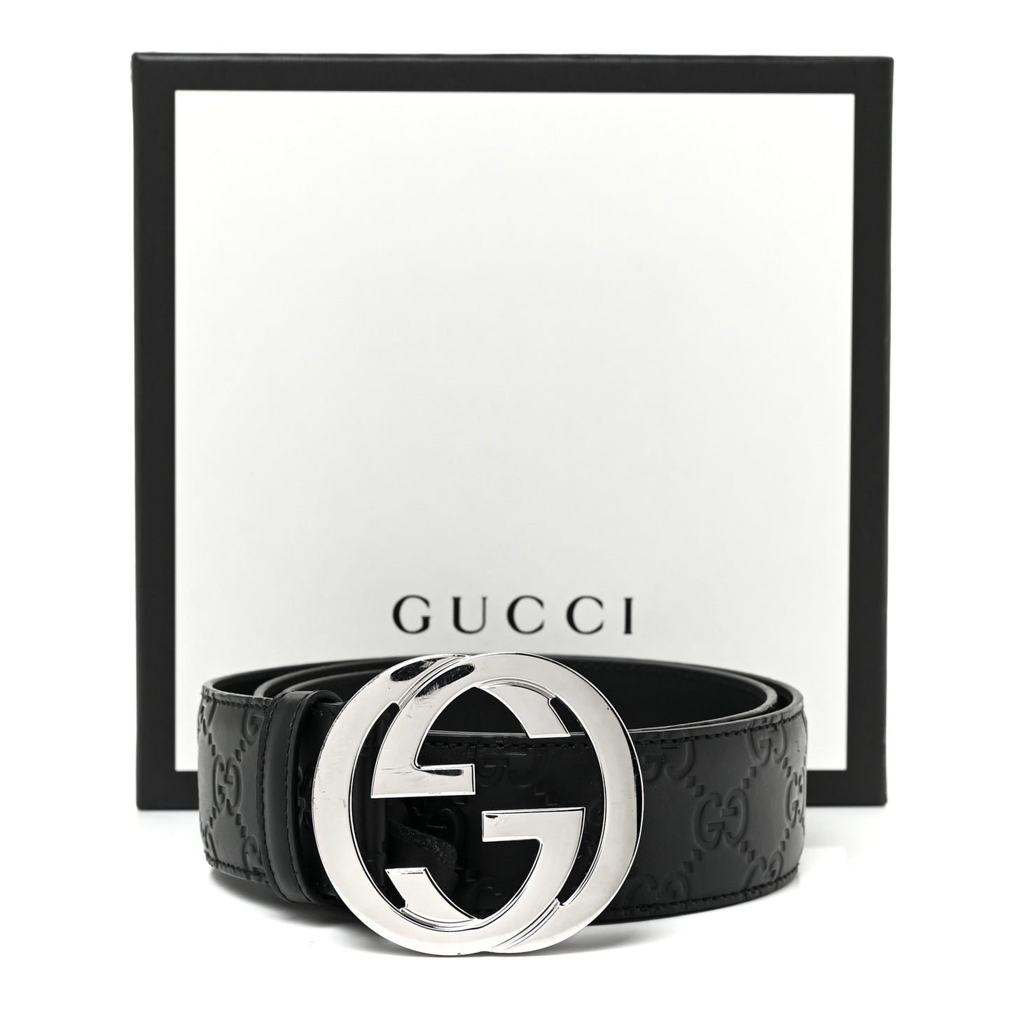 Guccissima Signature Interlocking G 40mm Belt 85 34 Black