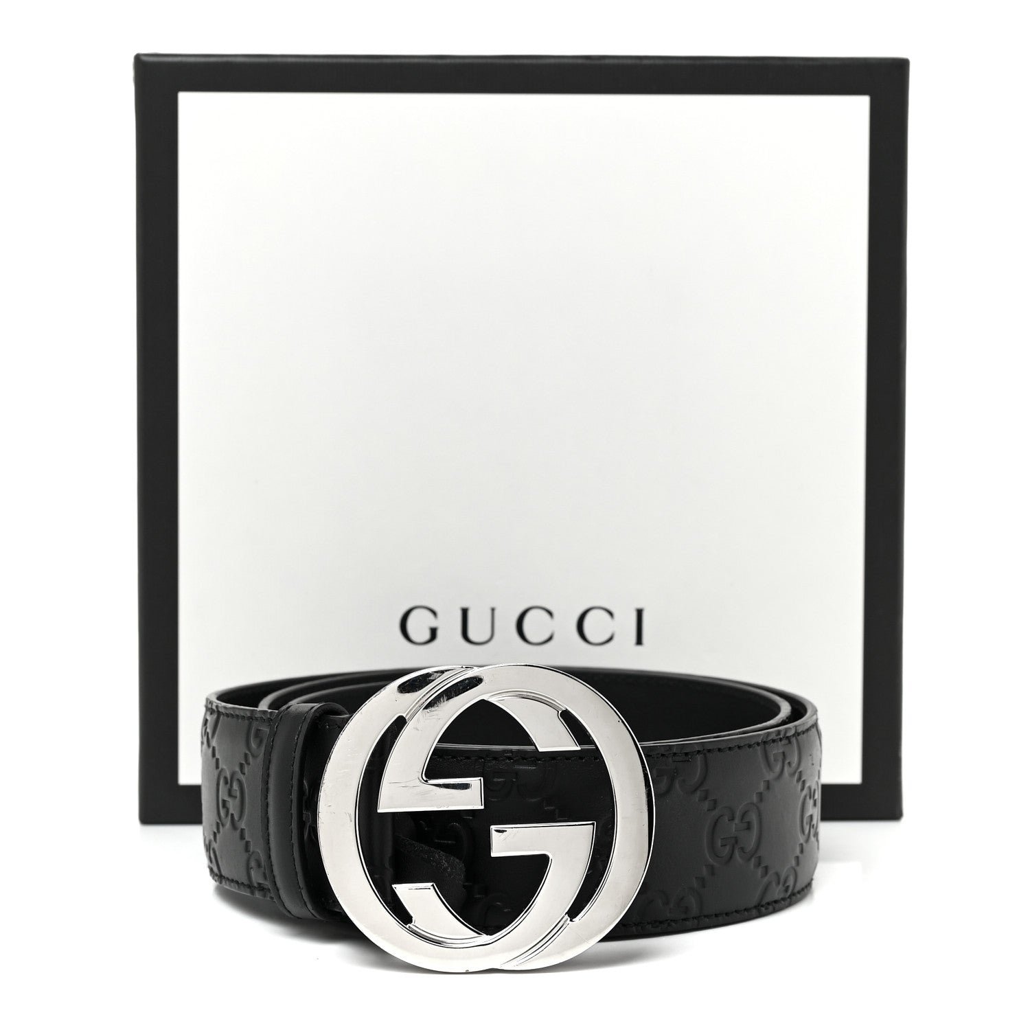 Gucci Guccissima Signature Interlocking G 40mm Belt 85 34 Black 6 of 6