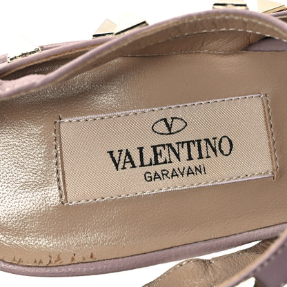 Valentino Garavani Patent Nappa Rockstud Ankle Strap 100mm Pumps 40 Camel Rose Poudre 8 of 9