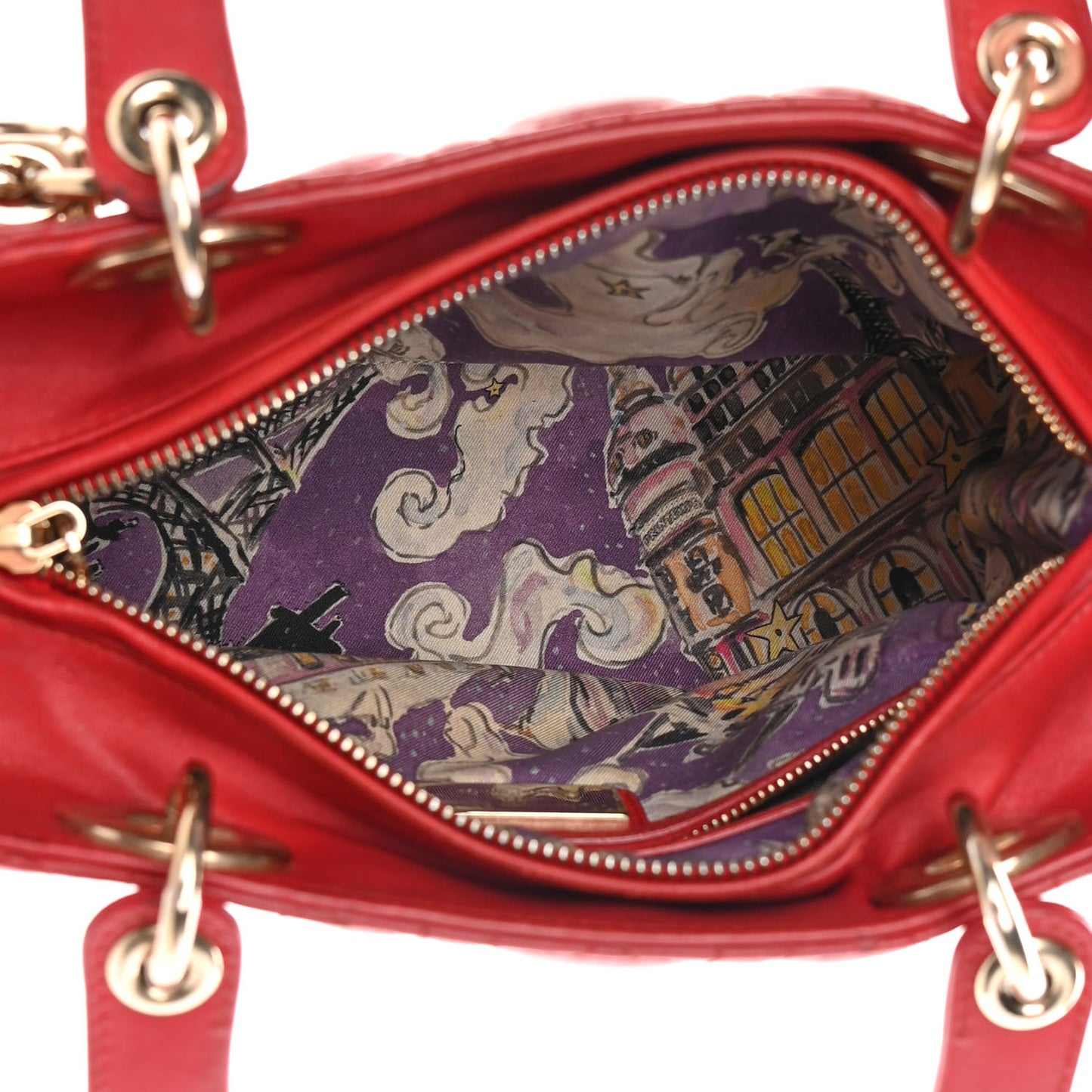 Lambskin Cannage Medium Lady Dior Red