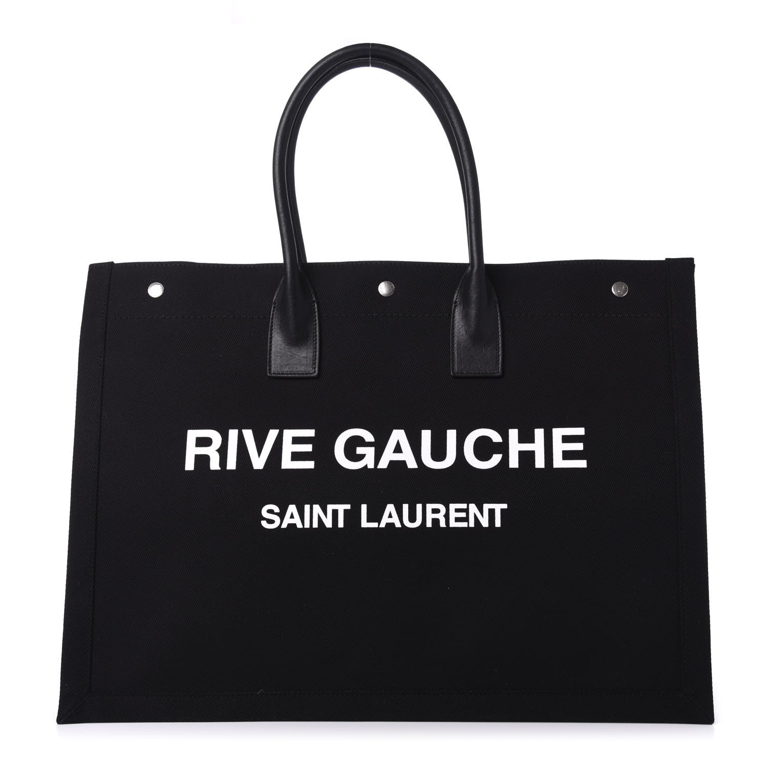 Saint Laurent Linen Calfskin Rive Gauche Tote Black 1 of 9
