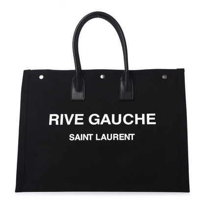 Saint Laurent Linen Calfskin Rive Gauche Tote Black 1 of 9