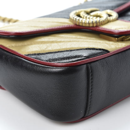 Gucci Azalea Calfskin Matelasse Diagonal Patchwork Mini Torchon GG Marmont Shoulder Bag Black Beige Romantic Cerise 5 of 9