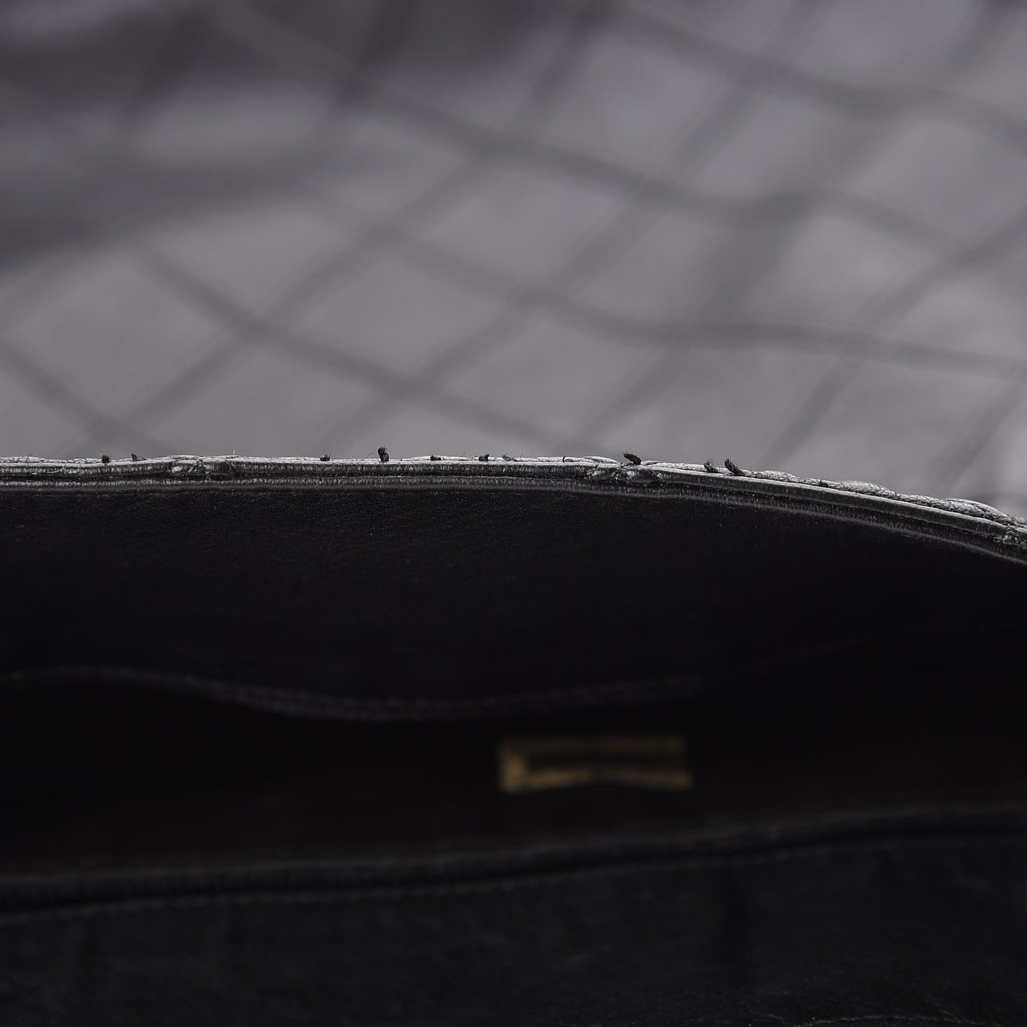 Lambskin Stitched Shopper Tote Black