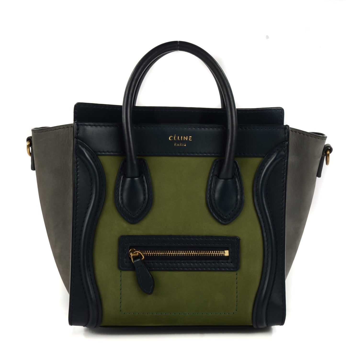 Nubuck Smooth Calfskin Nano Tri-Color Luggage Green