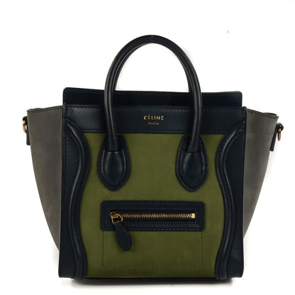Celine Nubuck Smooth Calfskin Nano Tri-Color Luggage Green 1 of 8