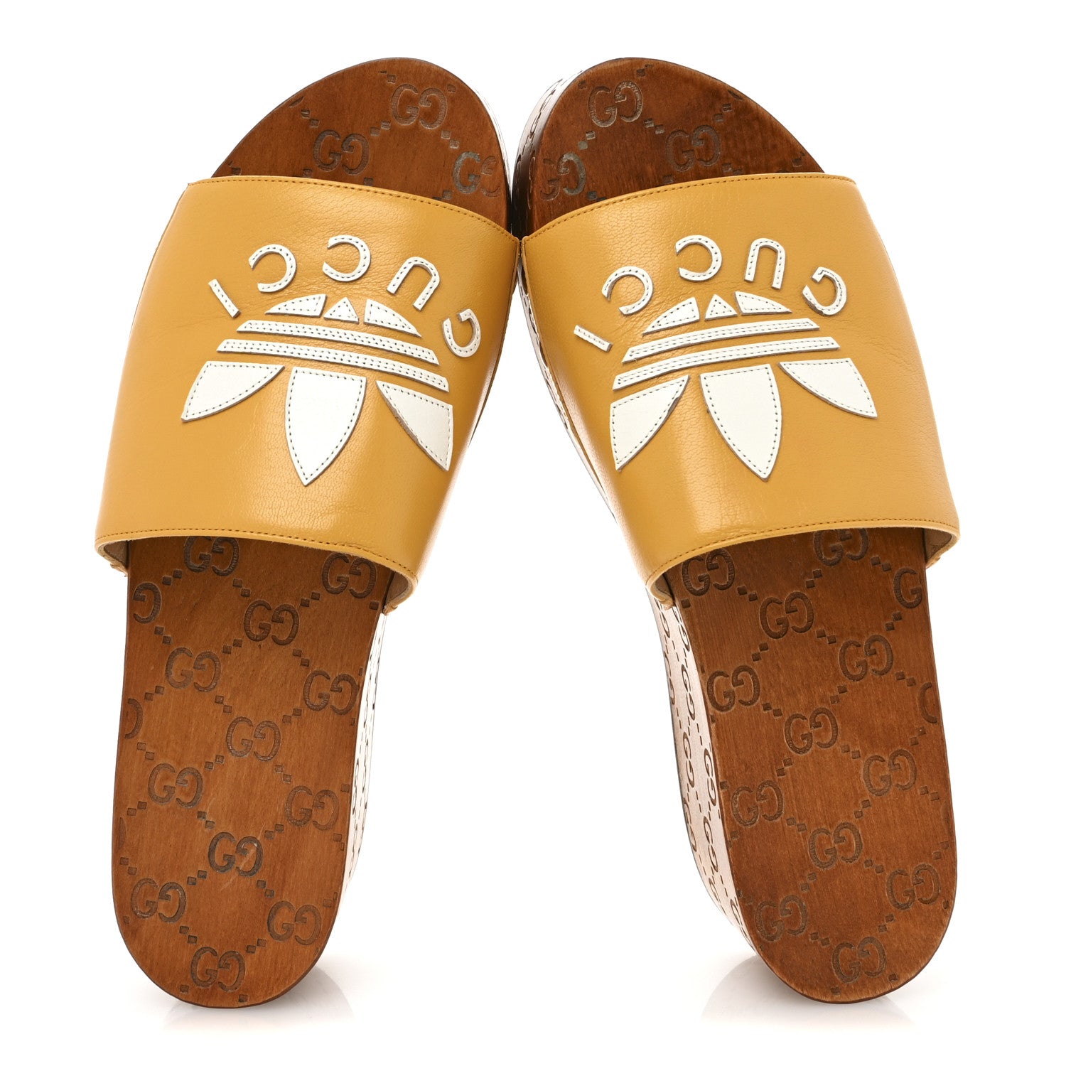 Gucci X ADIDAS Calfskin Malaga Kid Womens Platform Sandals 40 Crop Off White 2 of 9