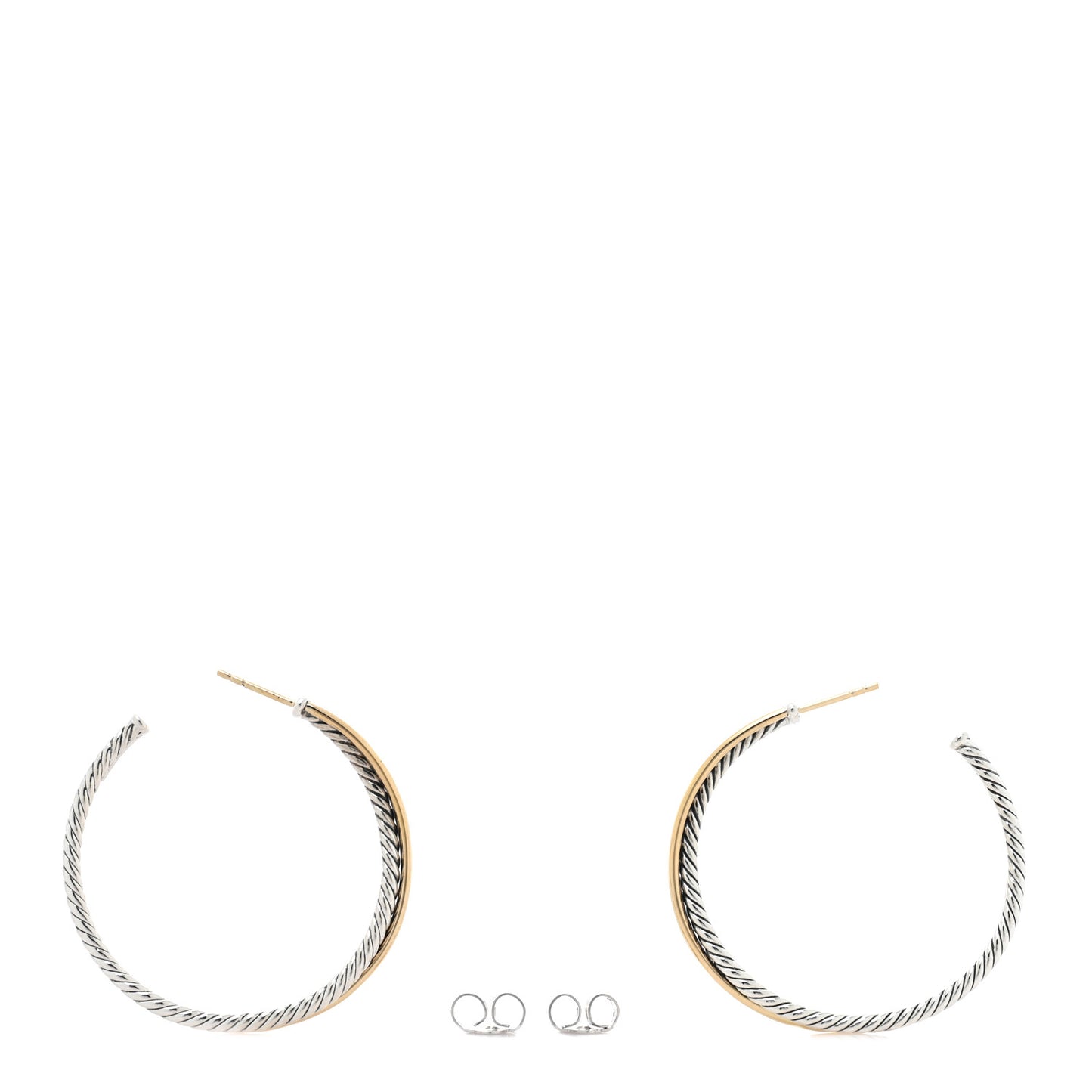 Sterling Silver 18K Yellow Gold 44mm Extra Large Crossover Cable Hoop Earrings