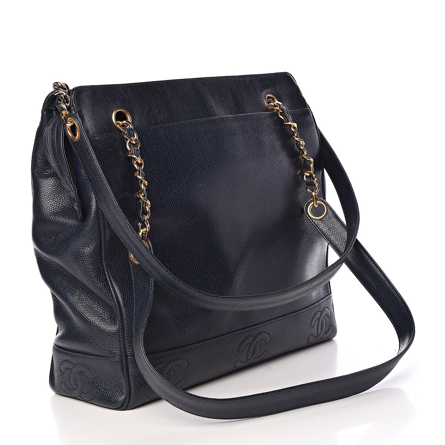 Caviar CC Shoulder Bag Navy Blue