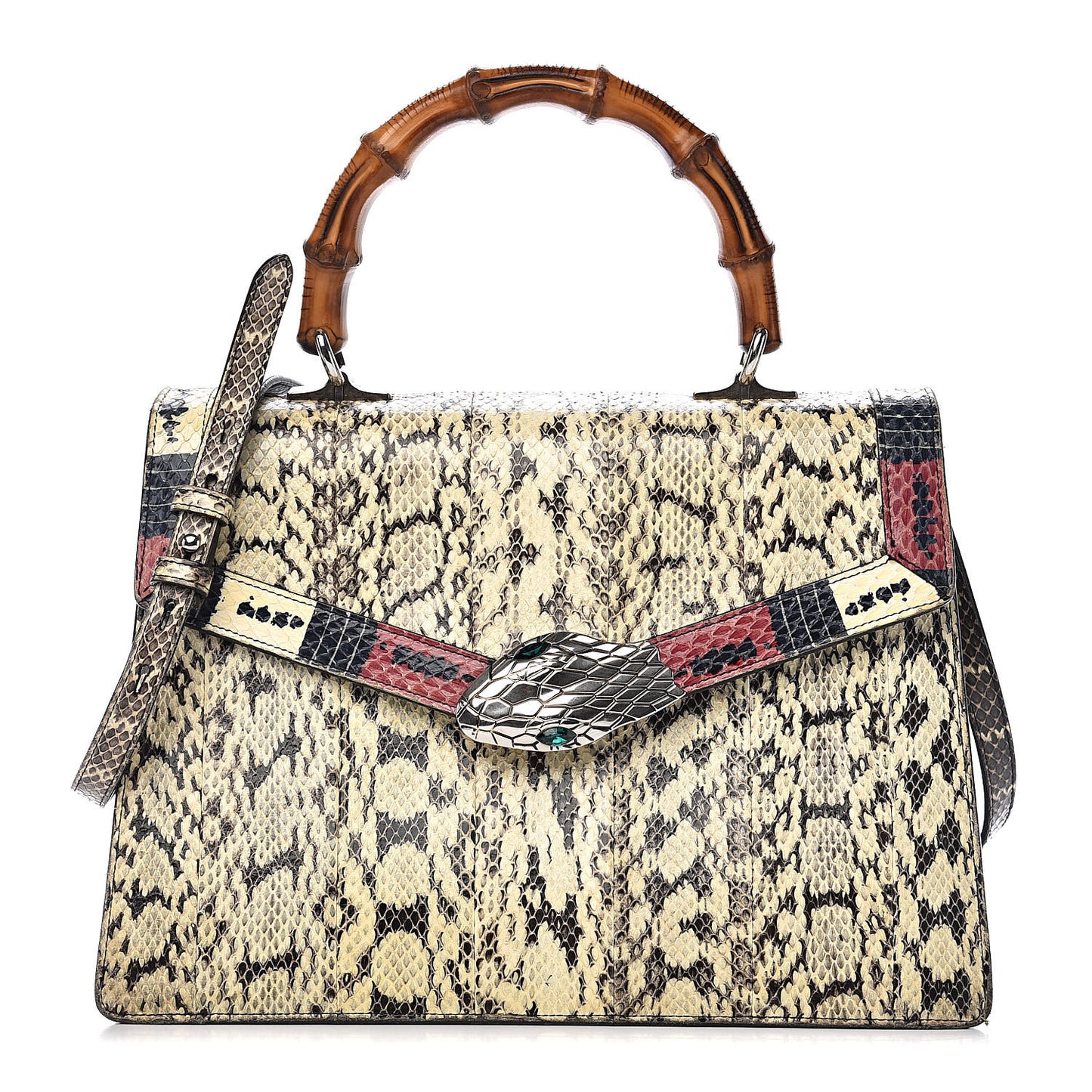 Snakeskin Small Lilith Top Handle Bag Beige