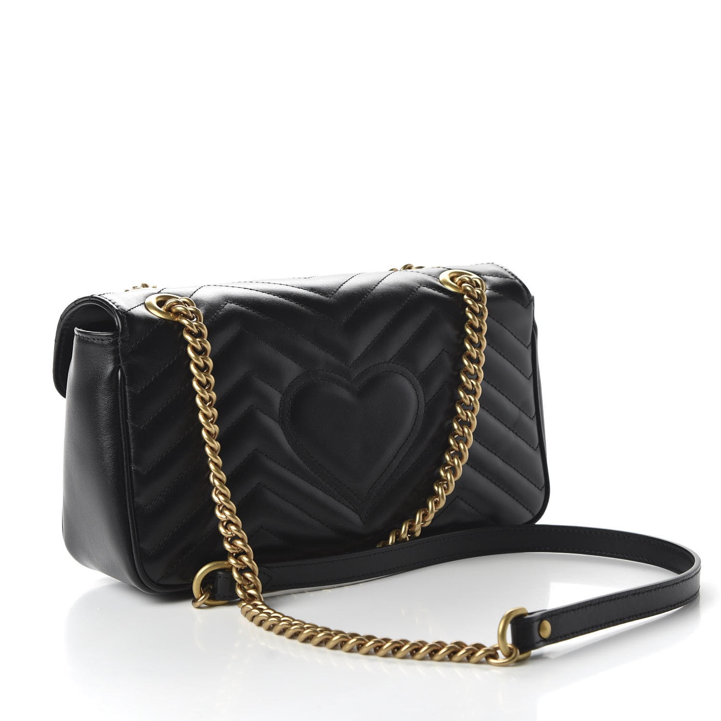 Calfskin Matelasse Small GG Marmont Shoulder Bag Black