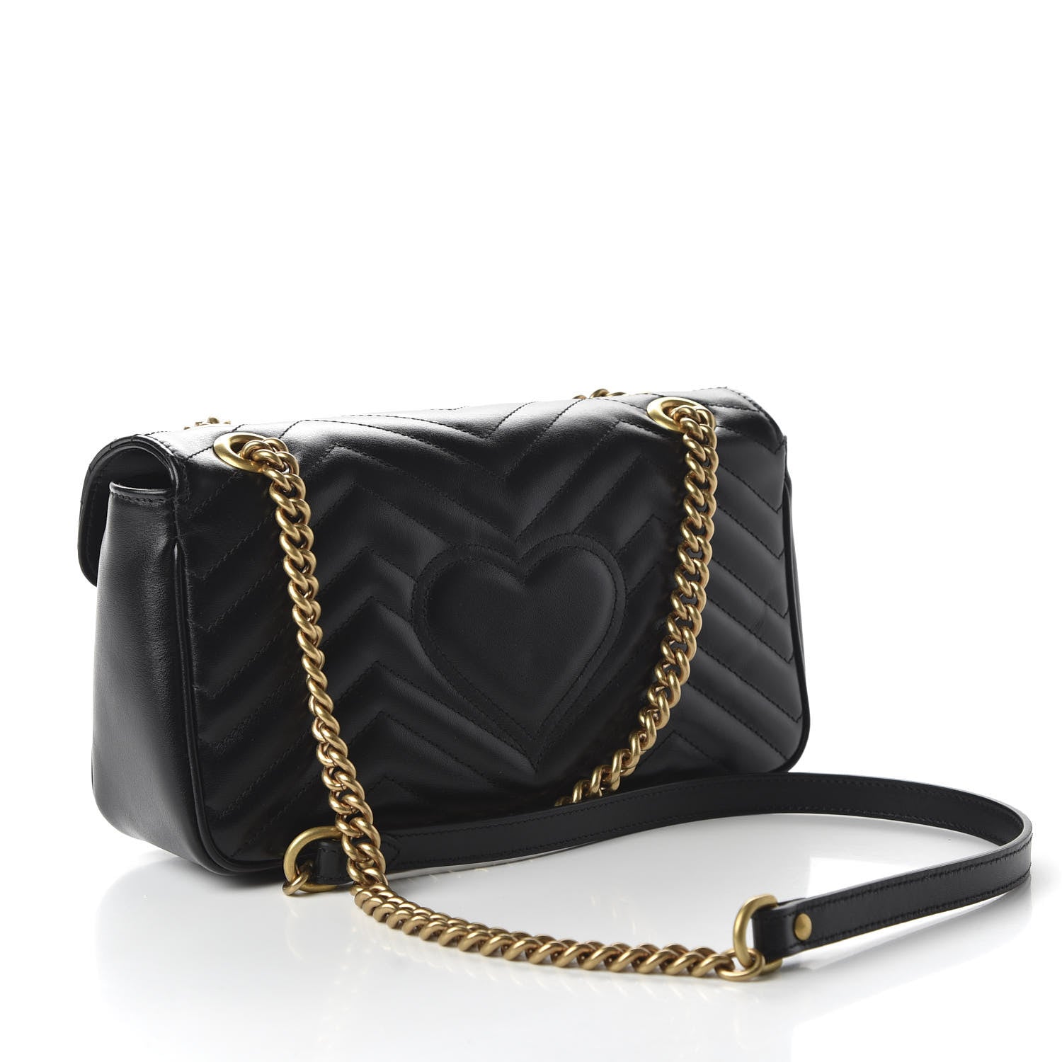 Gucci Calfskin Matelasse Small GG Marmont Shoulder Bag Black 3 of 10